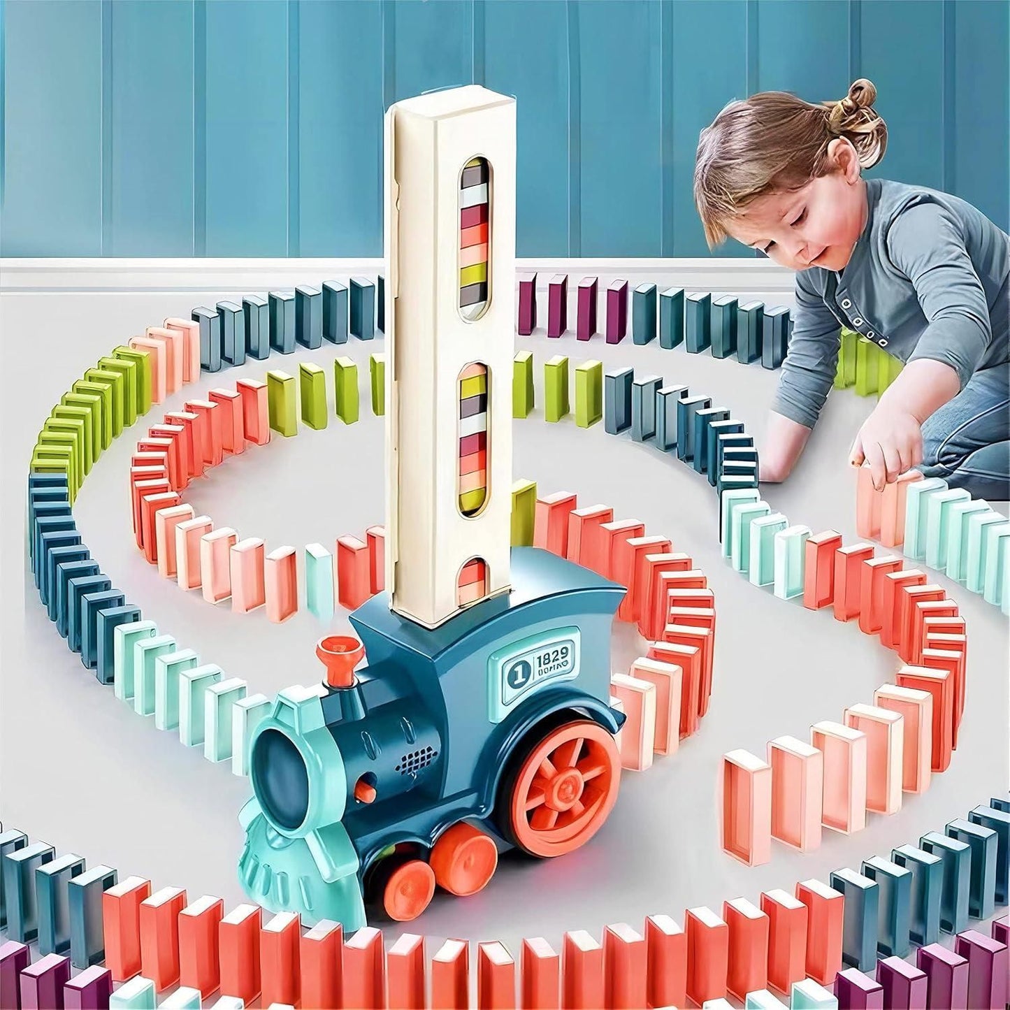 Train Toy Domino Set for Kids with Sound Effects