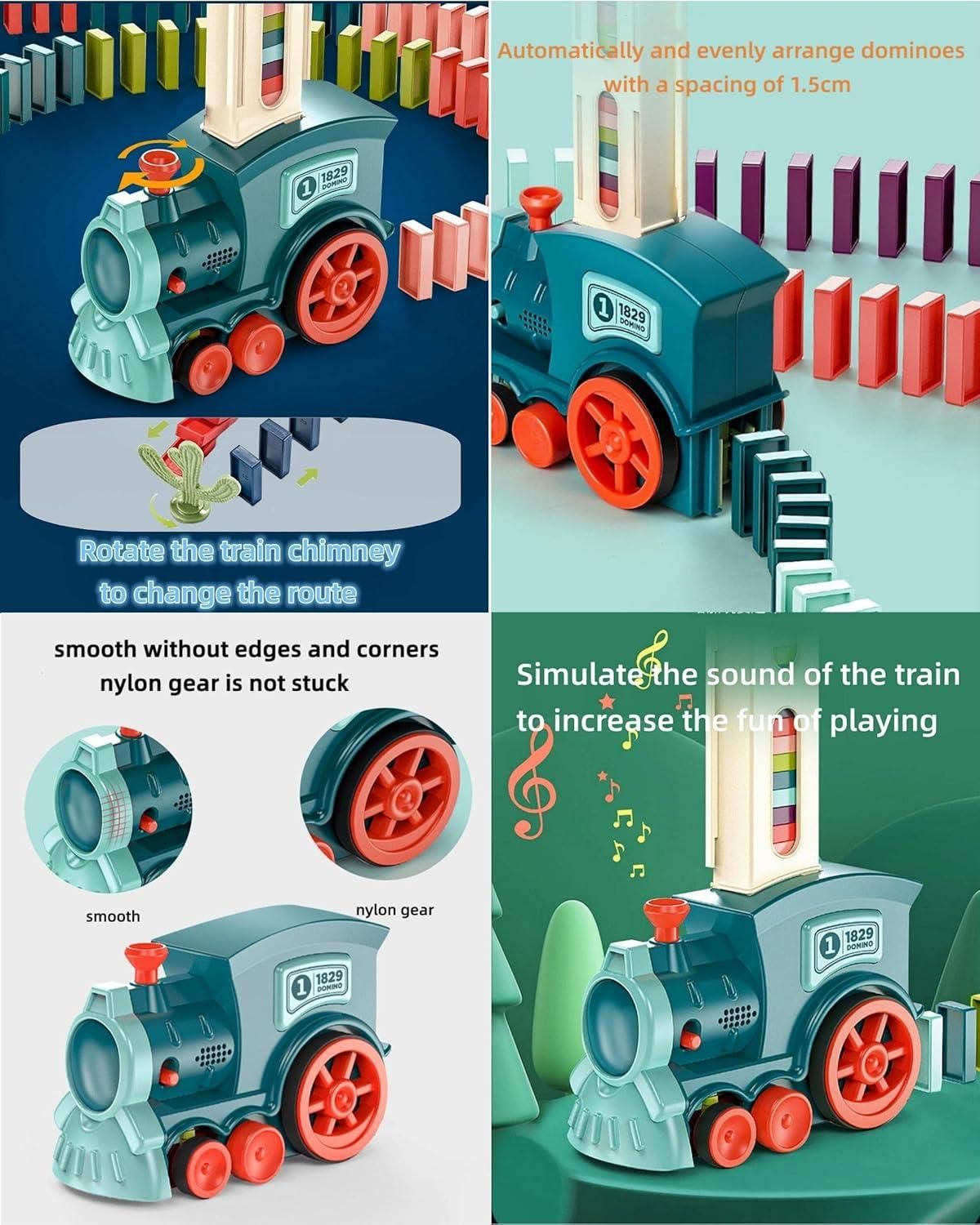 Train Toy Domino Set for Kids with Sound Effects